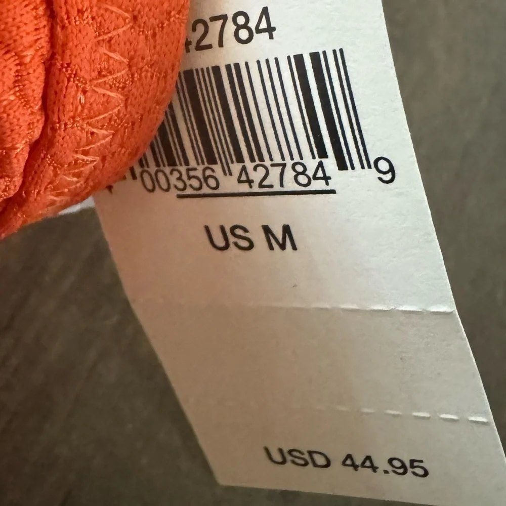 New Aerie Women’s Swimsuit Top Ribbed Lettuce Hem Size M Longline Bikini Orange